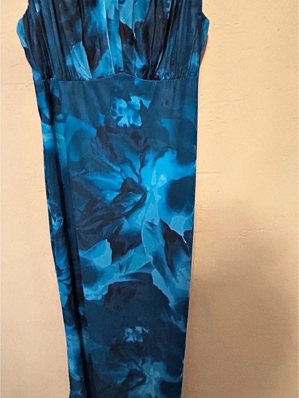 PrettyGarden Women's Floral Mesh Maxi Dress Blue & Green NWT